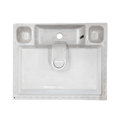 Ceramic Vanity Countertop Basin With Tap Hole White Glazed Color